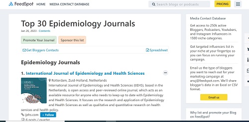 Top 30 Epidemiology Journals To Follow , May 2024